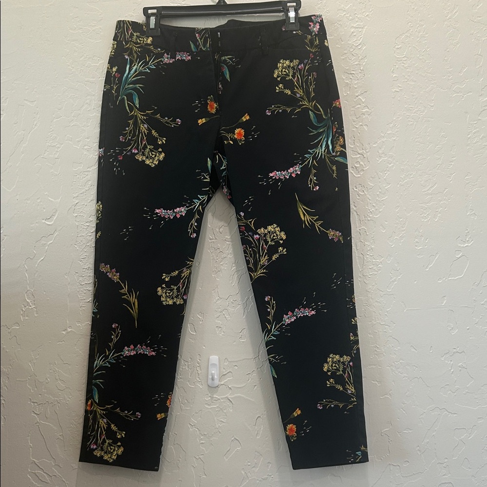 Worthington Black Floral Print Dress Pants